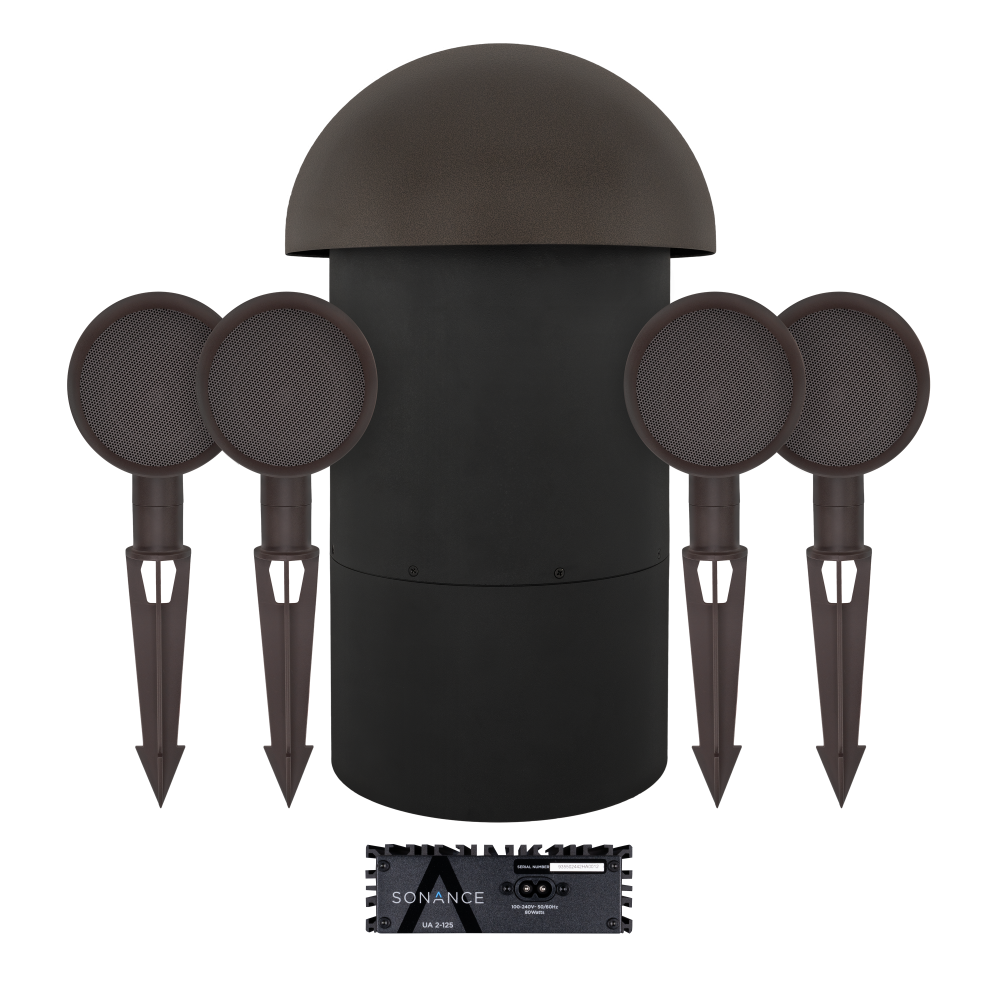 PATIO SERIES 4.1 OUTDOOR SYSTEM W/ UA 2-125 AMP (4 - SATS, 1 - SUB, 1 - UA 2-125 AMP)