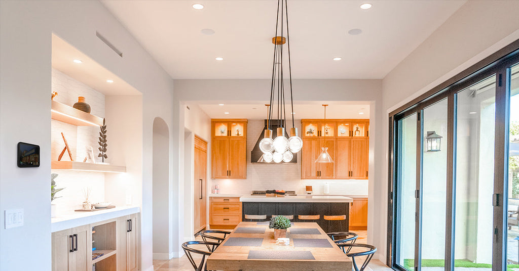 Dining room with VX Thin Line In-Ceiling and In-Wall