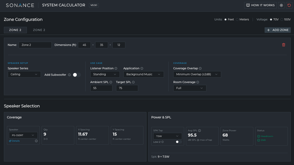 Sonance system calculator