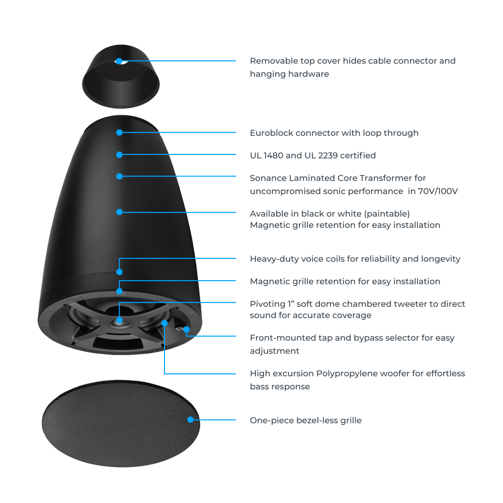 PRO SERIES PS-P43T 4" PENDANT SPEAKER BLACK (1 EACH)