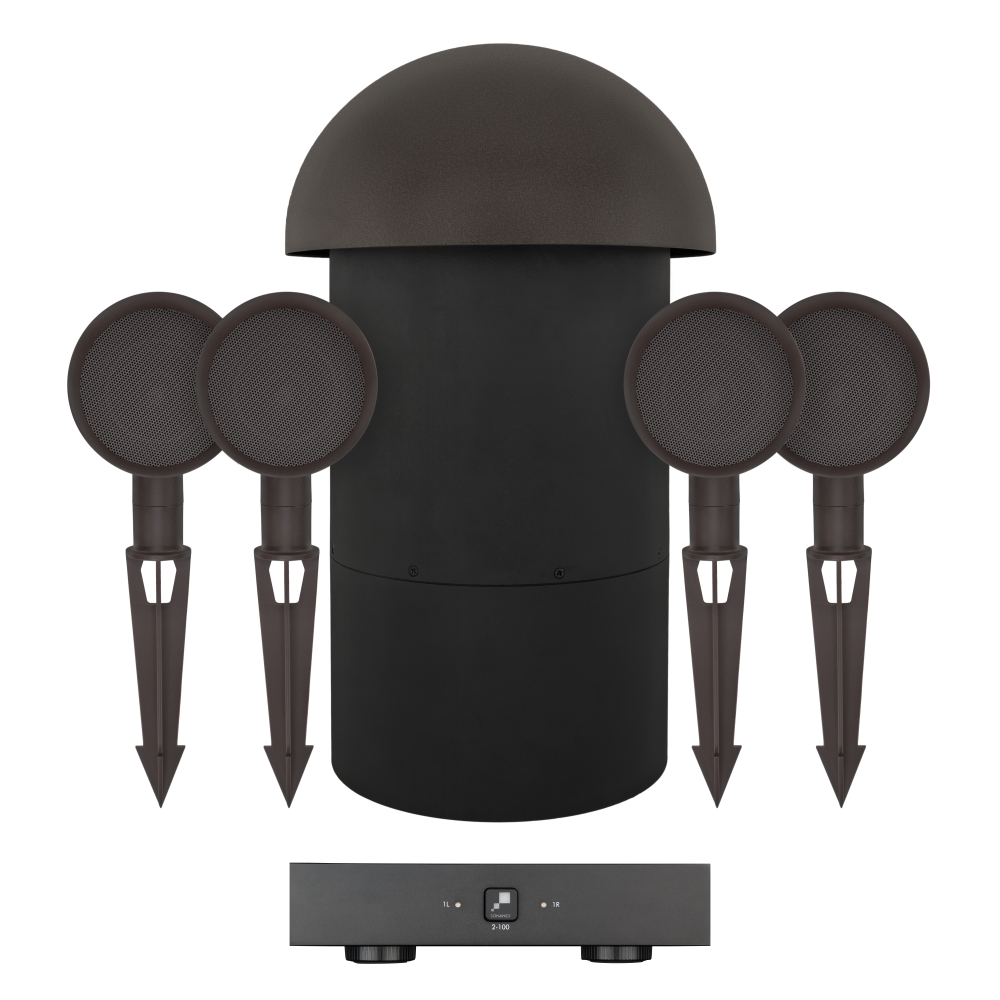 PATIO SERIES 4.1 OUTDOOR SYSTEM W/ SONAMP 2-100 AMP (4 - SATS, 1 - SUB, 1 - 2-100 AMP)